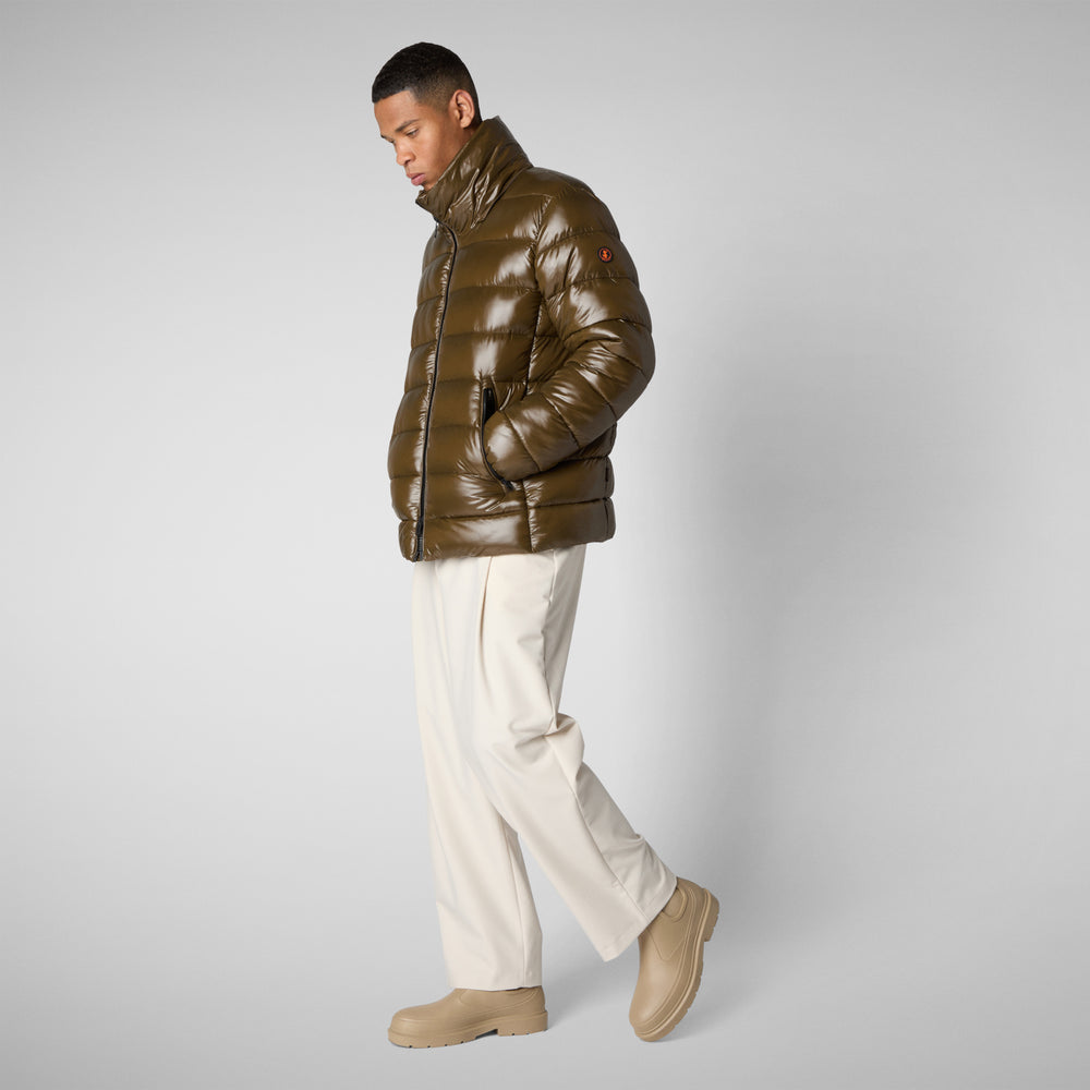 Save the duck PIUMINO ANIMAL FREE CON CAPPUCCIO UOMO FLORIAN VERDE CORTECCIA Moda