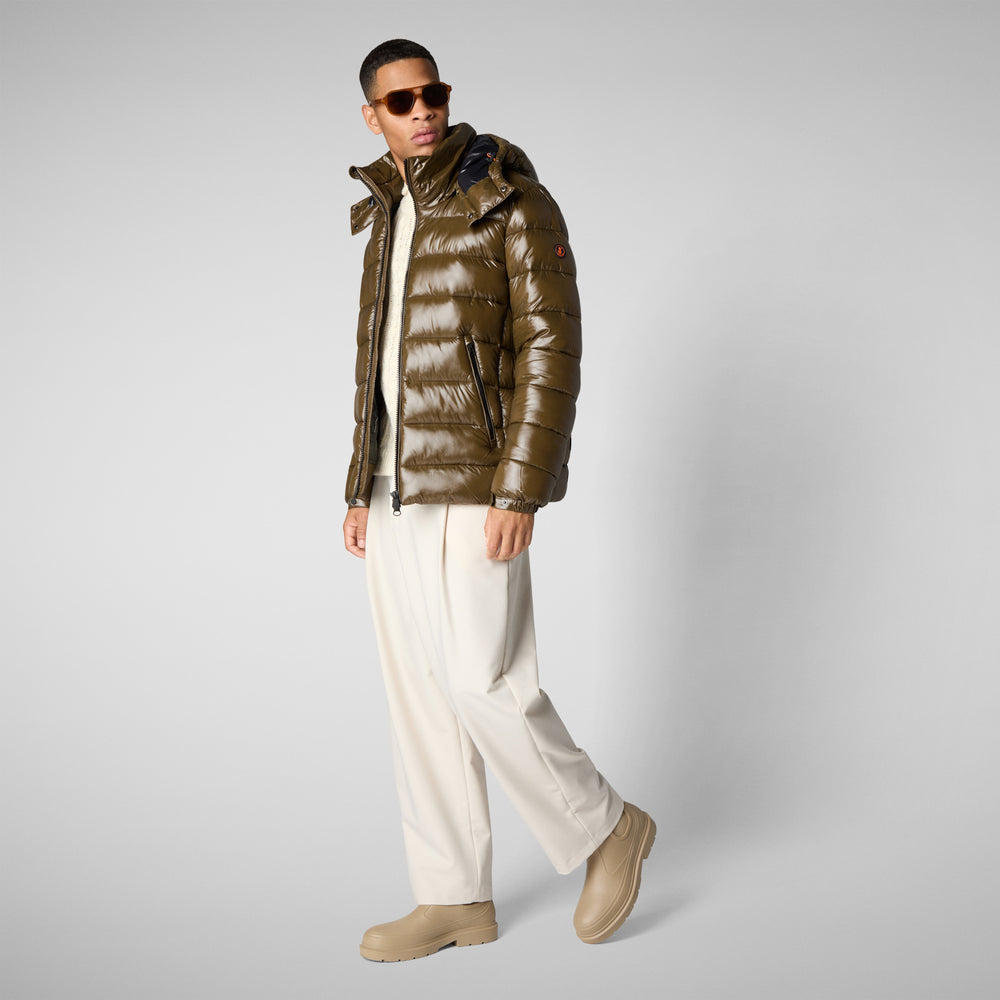 Save the duck PIUMINO ANIMAL FREE CON CAPPUCCIO UOMO FLORIAN VERDE CORTECCIA Moda