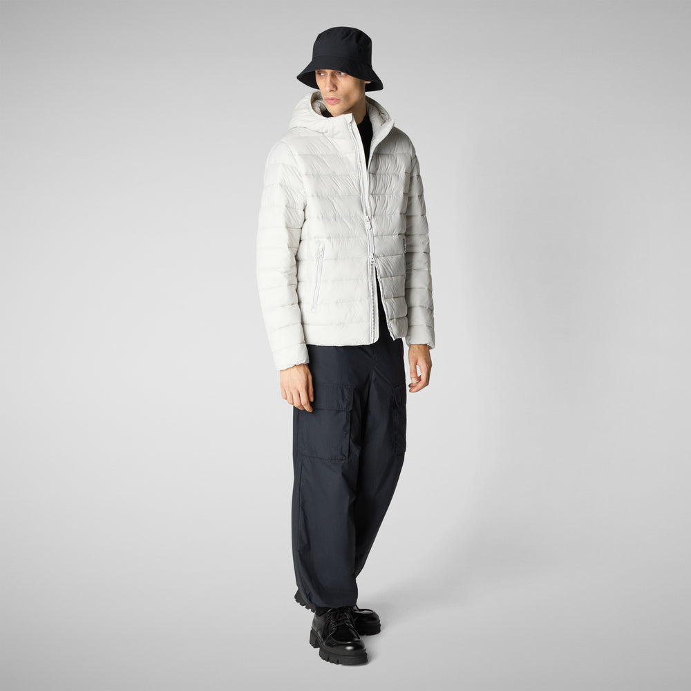 Save the duck PIUMINO ANIMAL FREE CON CAPPUCCIO UOMO HECTOR GRIGIO NEBBIA 2025