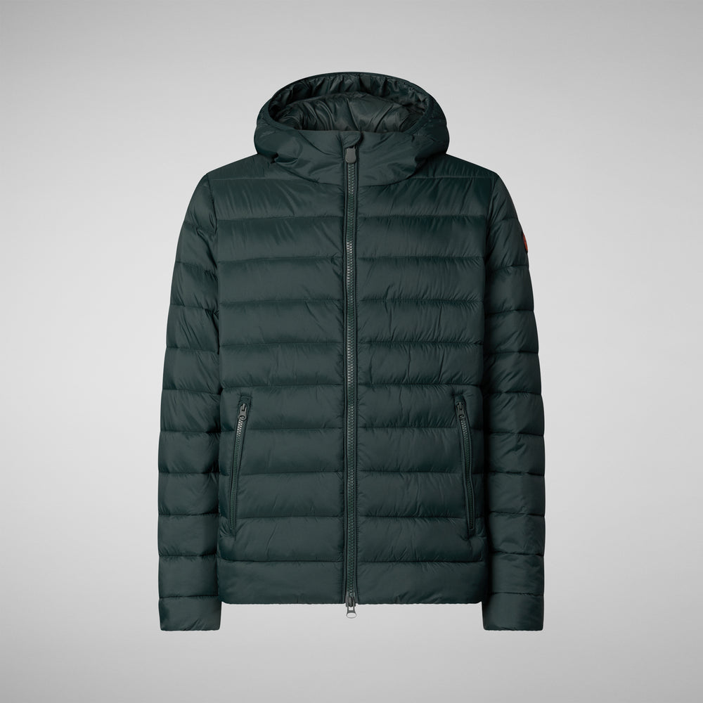 Save the duck PIUMINO ANIMAL FREE CON CAPPUCCIO UOMO HECTOR VERDE NERO Convenienza