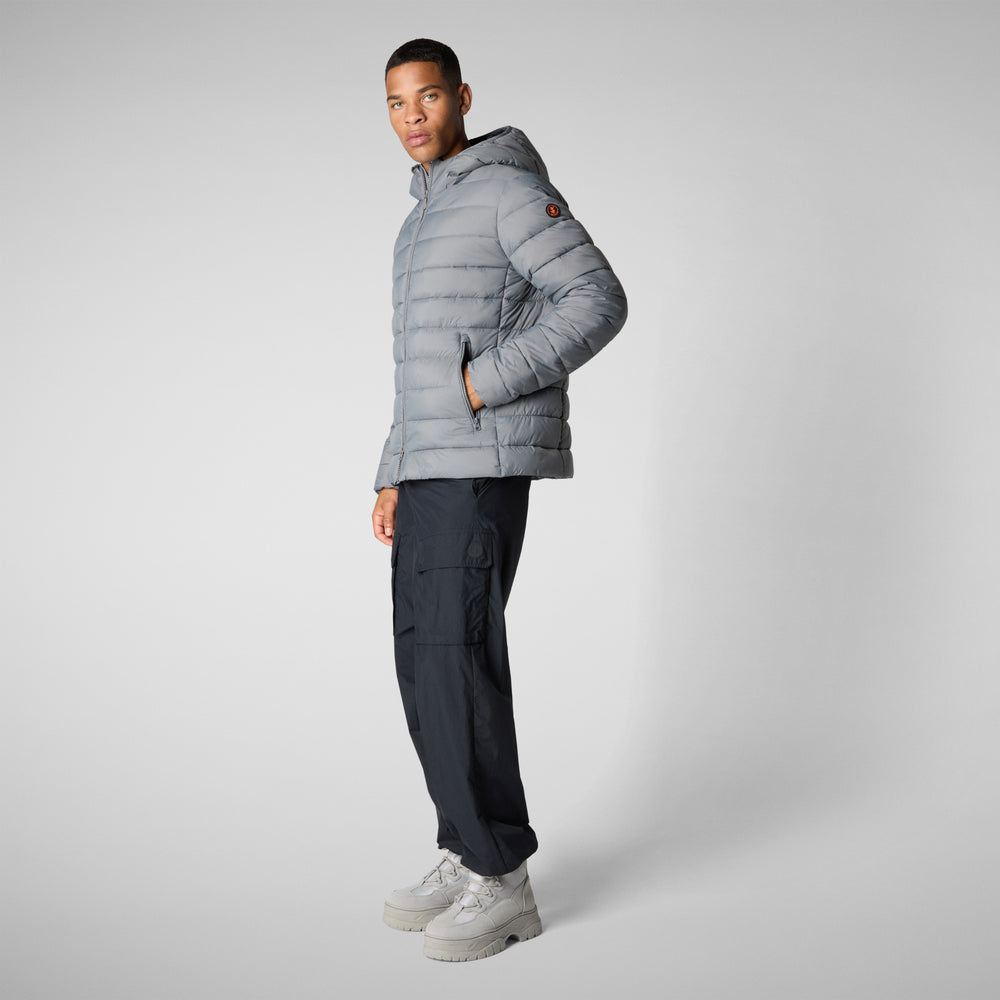 Save the duck PIUMINO ANIMAL FREE CON CAPPUCCIO UOMO HECTOR GRIGIO Sconto