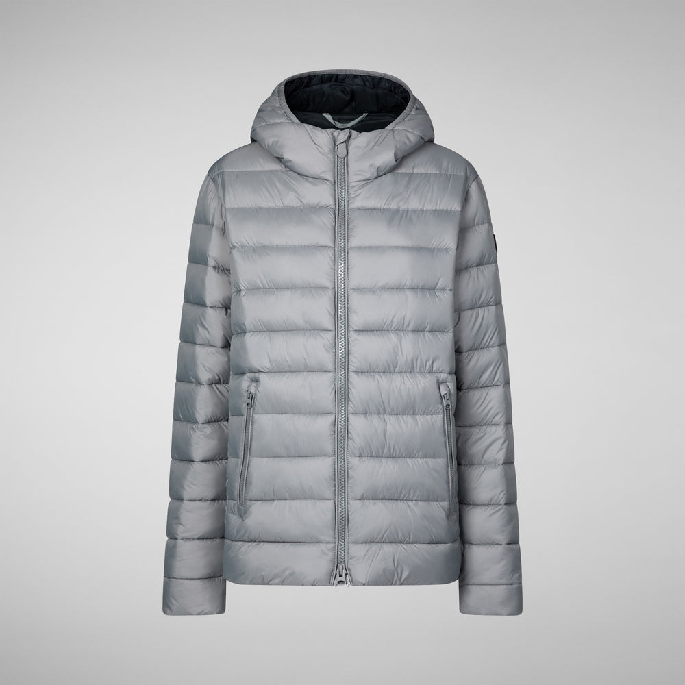 Save the duck PIUMINO ANIMAL FREE CON CAPPUCCIO UOMO HECTOR GRIGIO Sconto