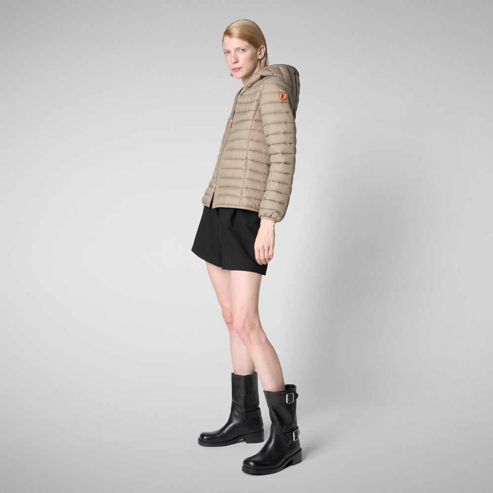 Save the duck Piumino animal free con cappuccio donna Daisy Grigio elefante Fino al 50% di sconto