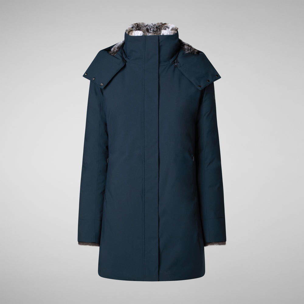 Save the duck PARKA DONNA CON CAPPUCCIO SAMANTAH BLU NERO Promozione Limitata