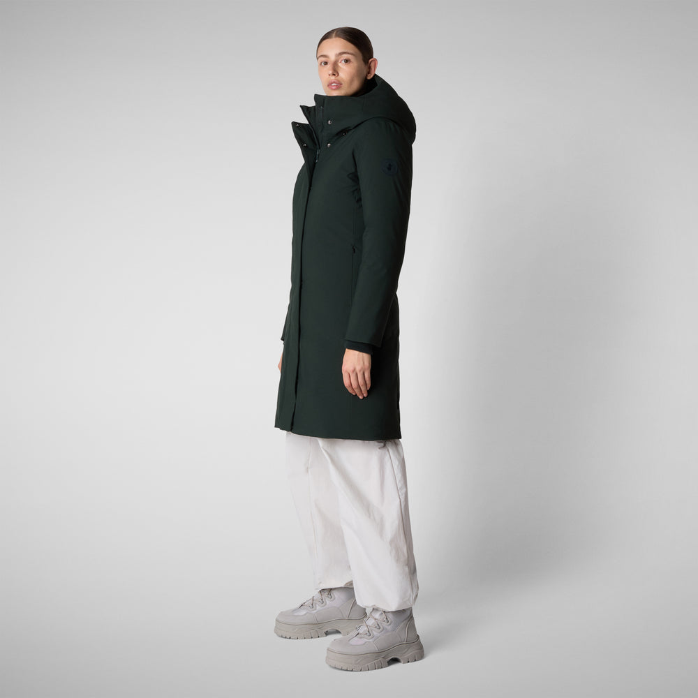 Save the duck PARKA DONNA CON CAPPUCCIO SIENNA VERDE NERO Offerta