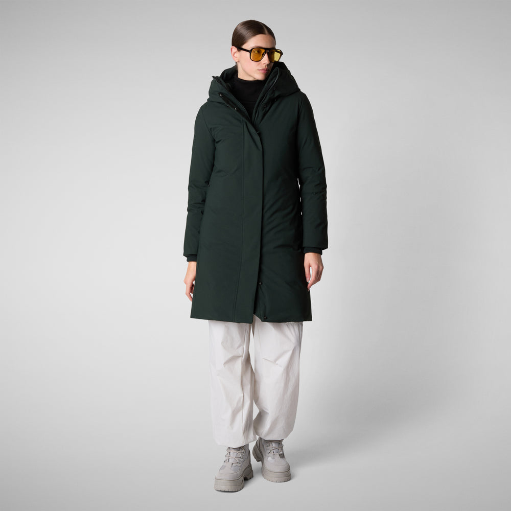 Save the duck PARKA DONNA CON CAPPUCCIO SIENNA VERDE NERO Offerta