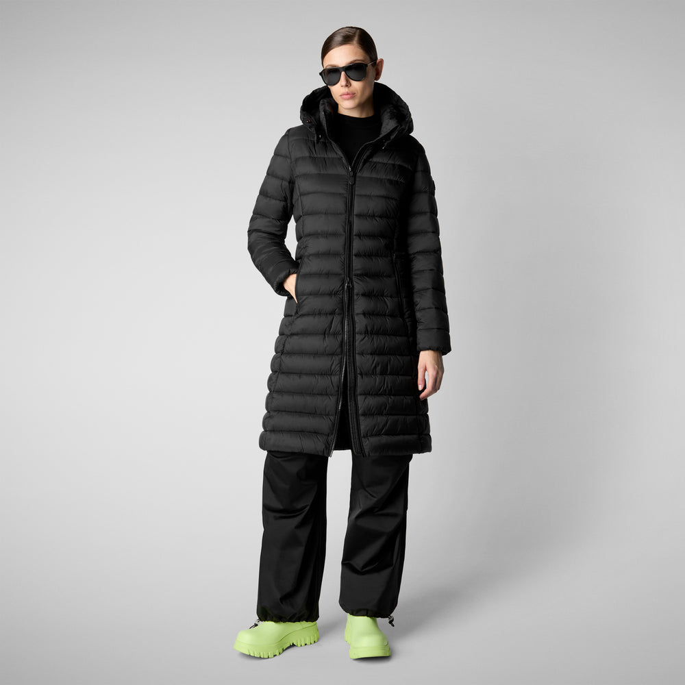 Save the duck PIUMINO ANIMAL FREE CON CAPPUCCIO DONNA EILEEN NERO Saldi