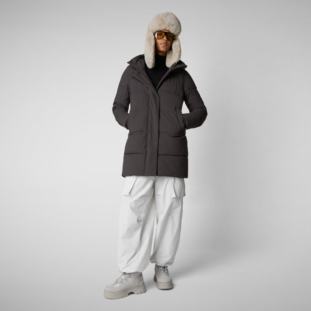 Save the duck PARKA DONNA CON CAPPUCCIO BETHANY BROWN NERO Vendita Economica