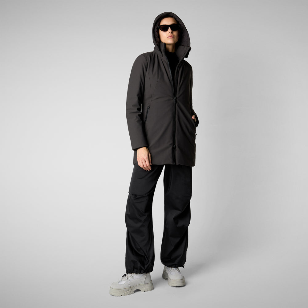 Save the duck giacca DONNA CON CAPPUCCIO LILA BROWN NERO Saldi Di Fabbrica