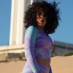 Sort of looser Eco-Crop Top Yoga_Violet Negozio