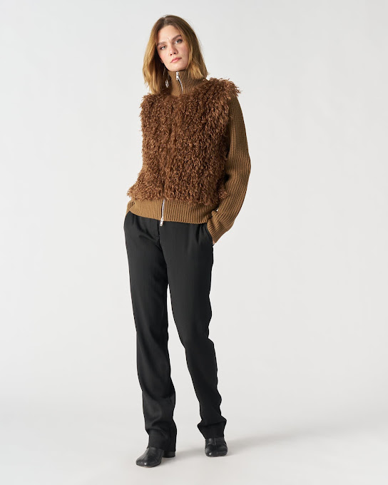 Suoli Bomber Zip Davanti In Pelliccia Spedizione Gratuita