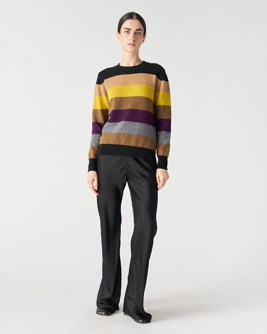 Suoli Girocollo In Maglia Riga Multicolor Vendita Calda