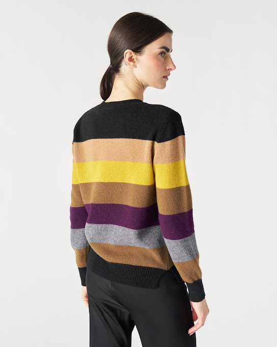 Suoli Girocollo In Maglia Riga Multicolor Vendita Calda