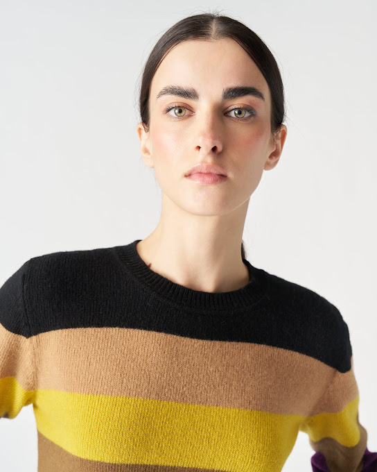 Suoli Girocollo In Maglia Riga Multicolor Vendita Calda