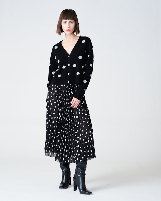 Suoli Giacca In Maglia Intarsio Pois In Linea