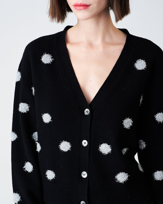 Suoli Giacca In Maglia Intarsio Pois In Linea