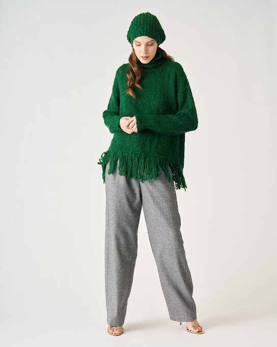 Suoli Maglia Over Collo Alto C/frange Shopping Online