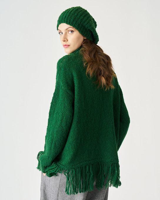 Suoli Maglia Over Collo Alto C/frange Shopping Online
