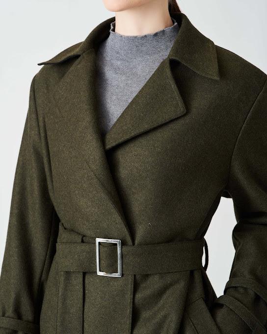 Suoli Cappotto Panno Con Cintura Promozione