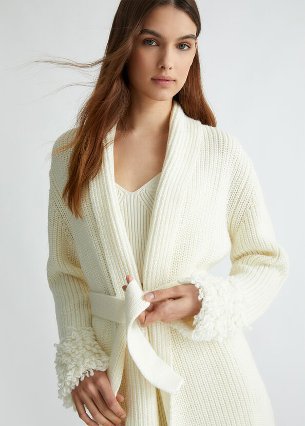 Liu Jo Cardigan bianco in lana Vendita Economica