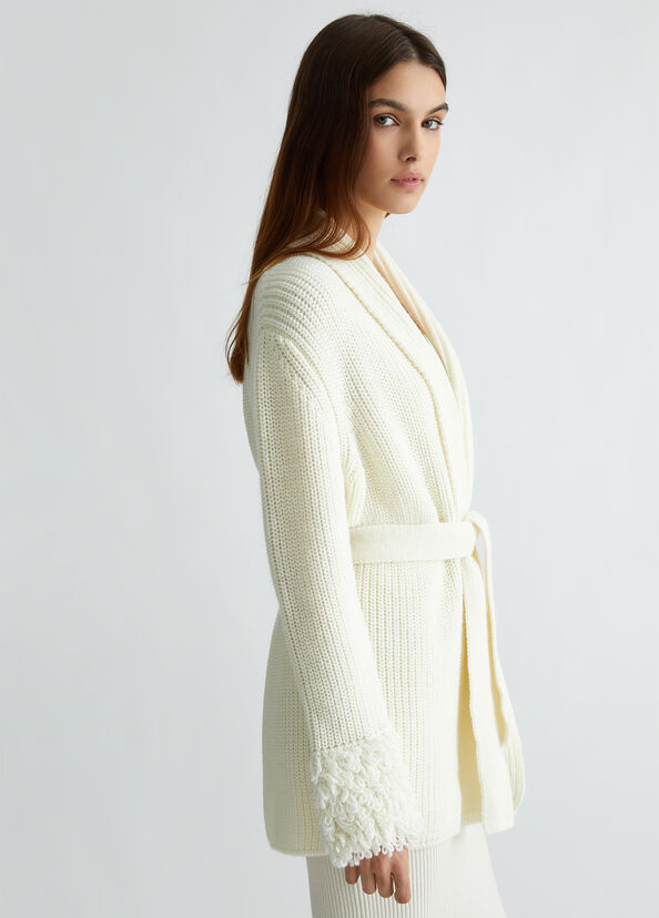 Liu Jo Cardigan bianco in lana Vendita Economica