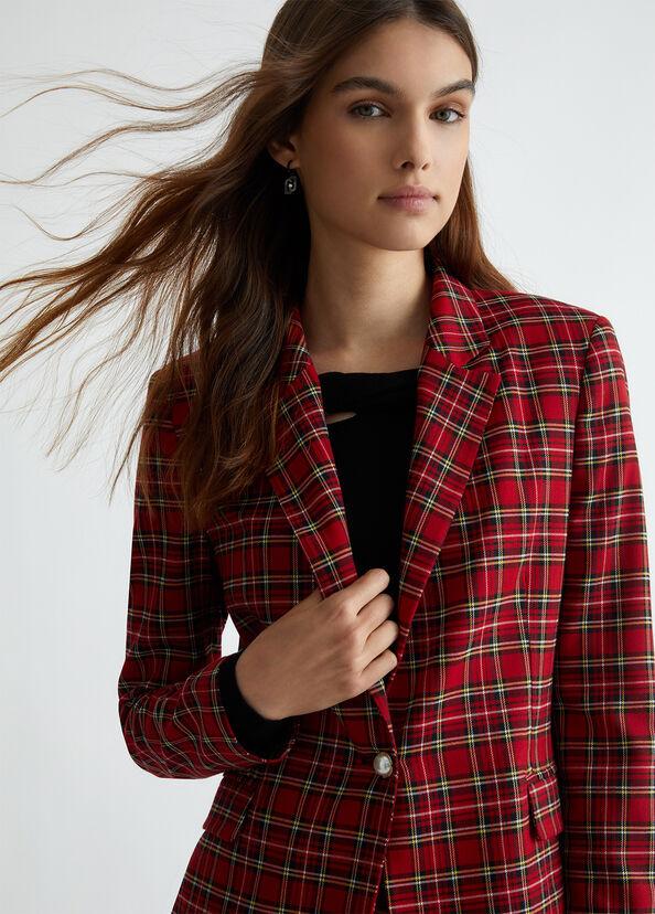 Liu Jo Blazer in tartan rosso In Saldo