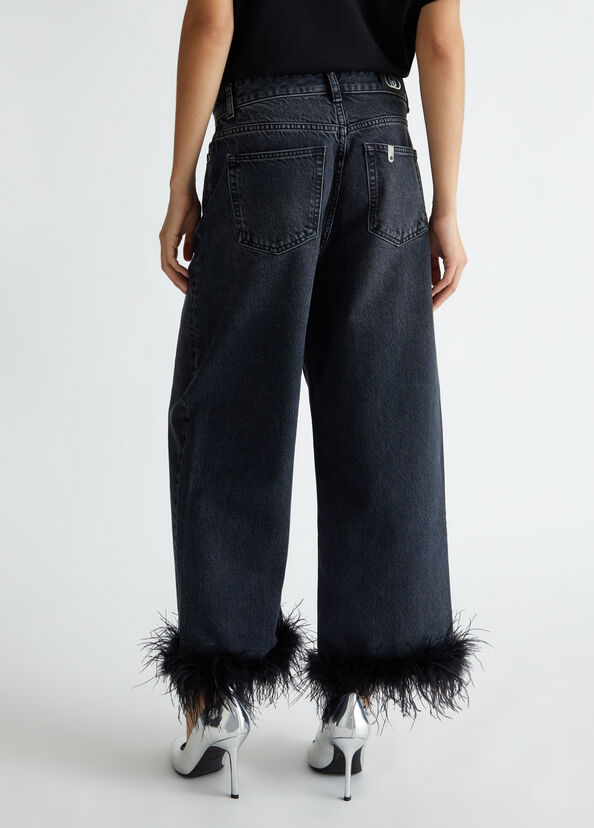 Liu Jo Jeans cropped con piume Italy
