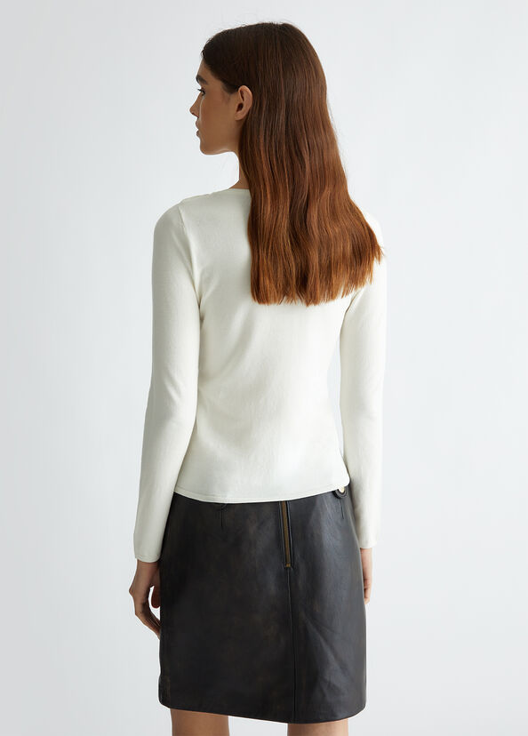 Liu Jo Maglia bianca con cut-out Italia