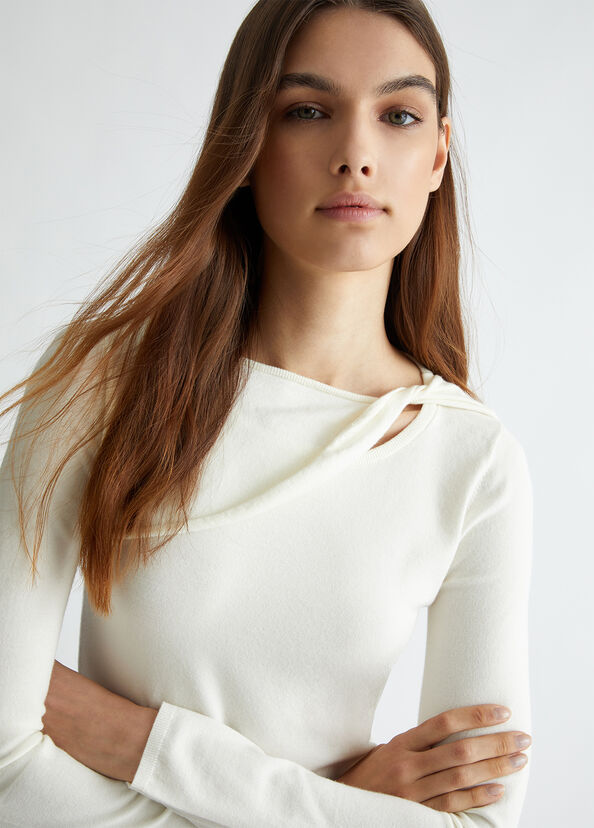 Liu Jo Maglia bianca con cut-out Italia