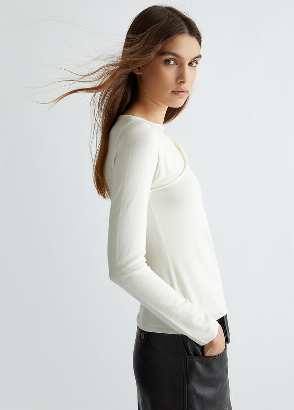 Liu Jo Maglia bianca con cut-out Italia