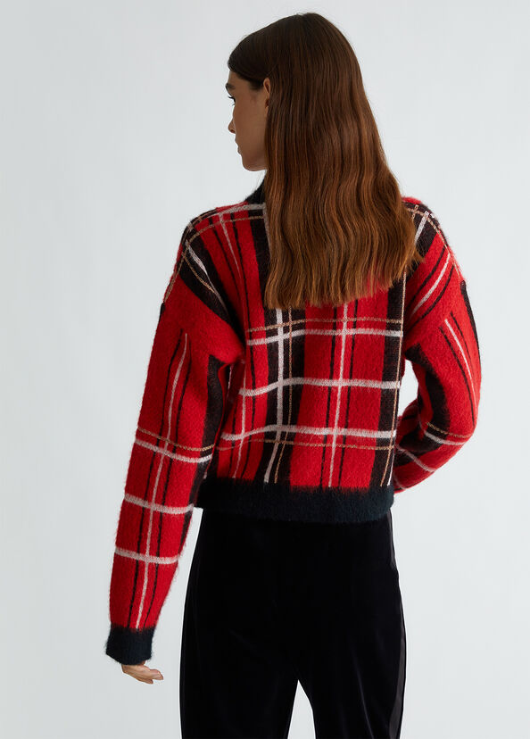 Liu Jo Pullover in tartan rosso Nuovo