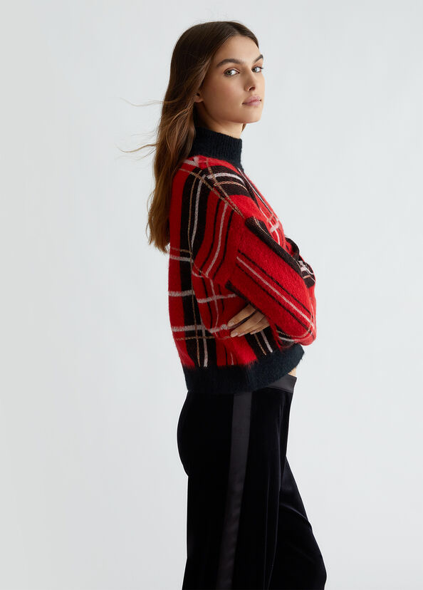 Liu Jo Pullover in tartan rosso Nuovo