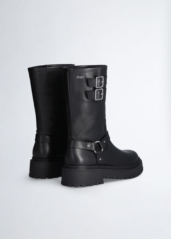 Liu Jo Biker boots in pelle Fino al 60% di sconto