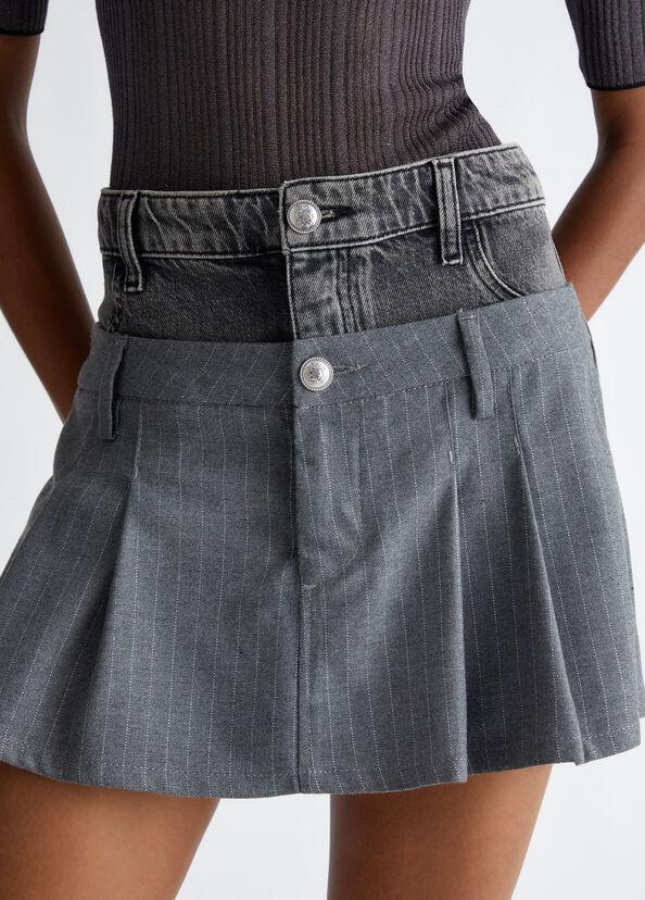 Liu Jo Minigonna in twill gessato e denim Consegna Veloce