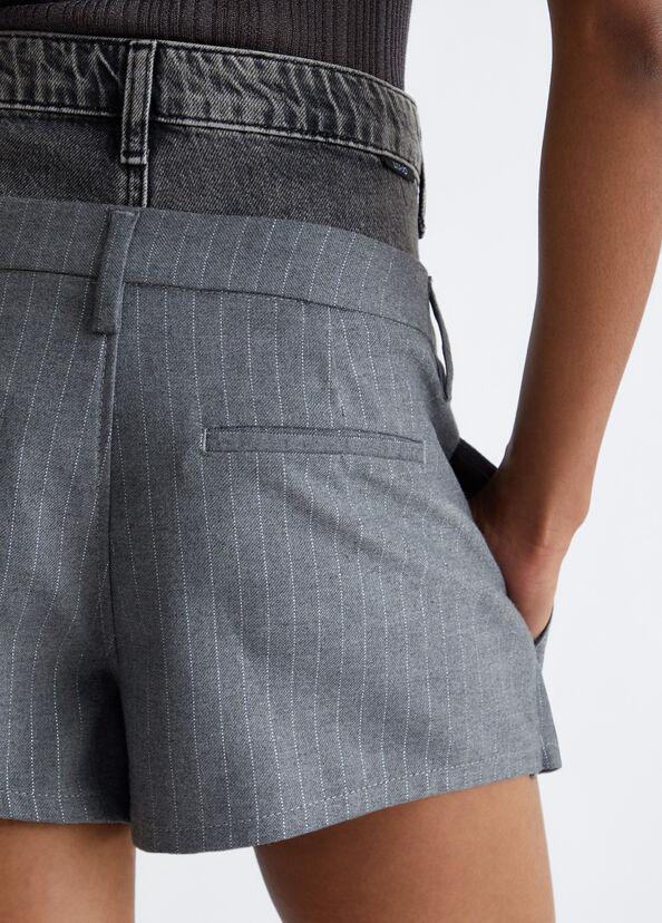 Liu Jo Minigonna in twill gessato e denim Consegna Veloce