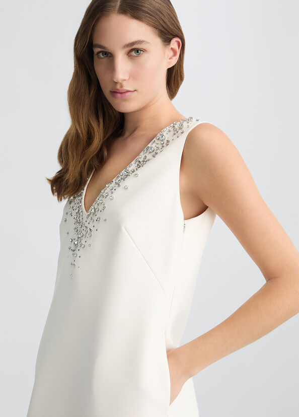 Liu Jo Abito corto color champagne con ricami gioiello Online