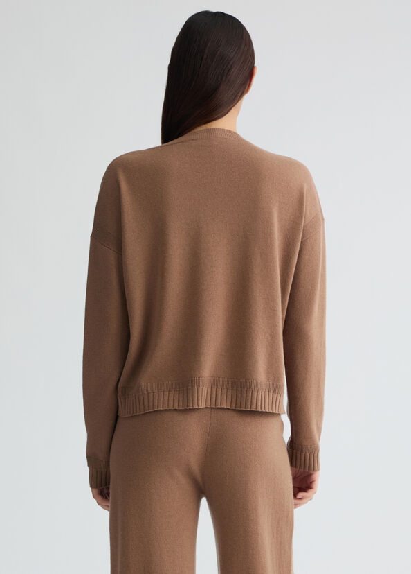 Liu Jo Maglia marrone in lana e cashmere Vendita Calda