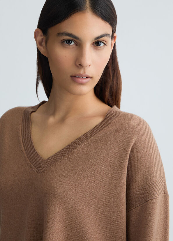 Liu Jo Maglia marrone in lana e cashmere Vendita Calda