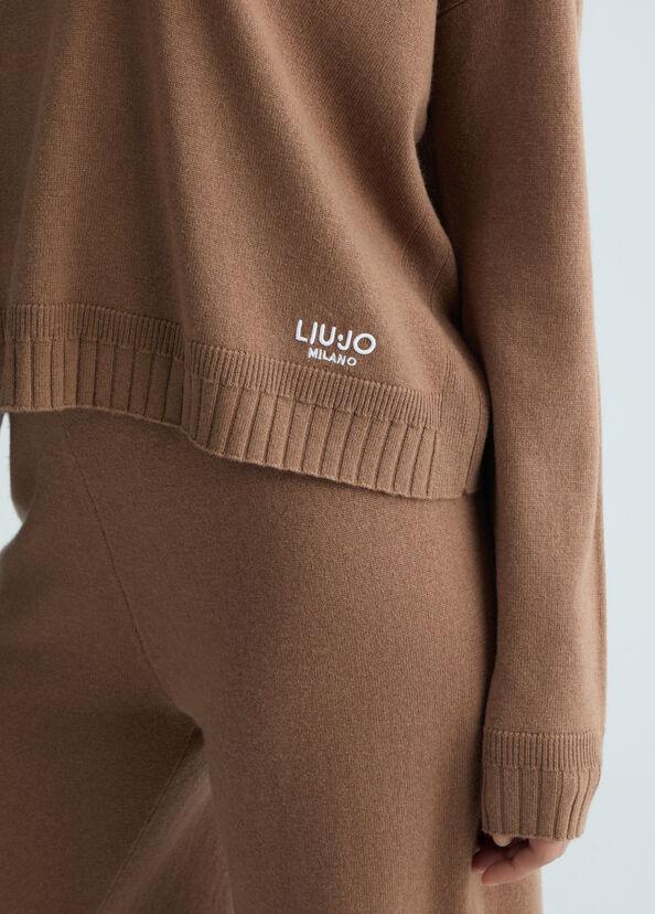 Liu Jo Maglia marrone in lana e cashmere Vendita Calda
