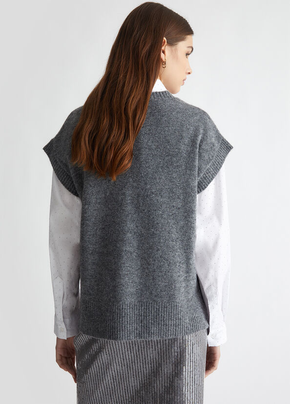 Liu Jo Gilet in maglia con logo Saldi Di Fabbrica