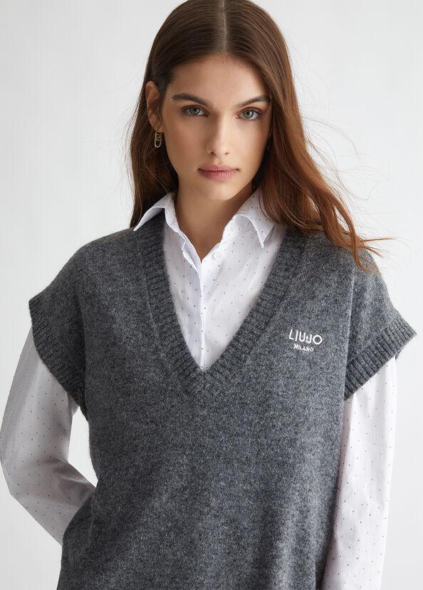 Liu Jo Gilet in maglia con logo Saldi Di Fabbrica