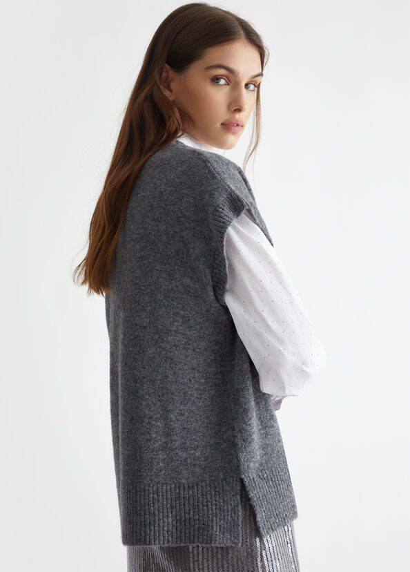 Liu Jo Gilet in maglia con logo Saldi Di Fabbrica