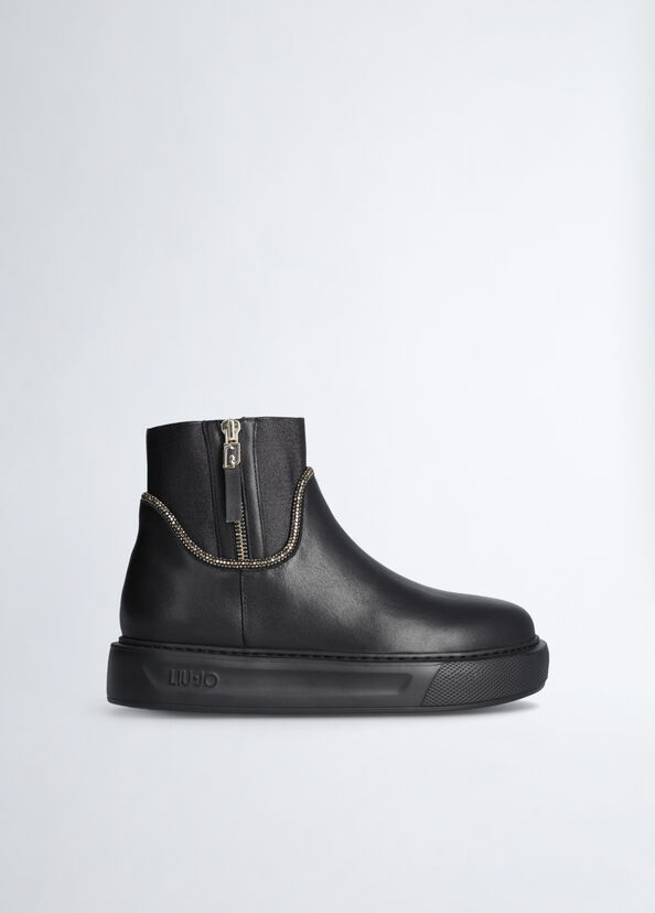Liu Jo Stivaletti neri in pelle con strass Outlet