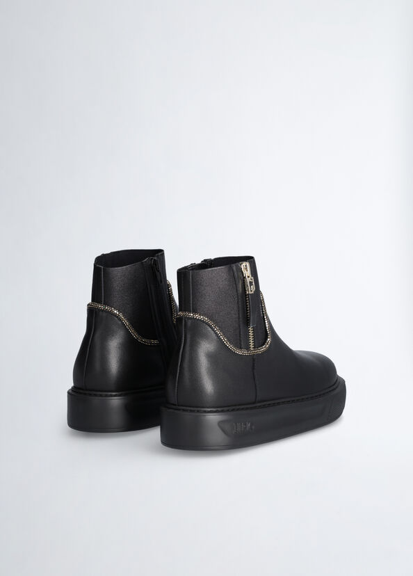 Liu Jo Stivaletti neri in pelle con strass Outlet