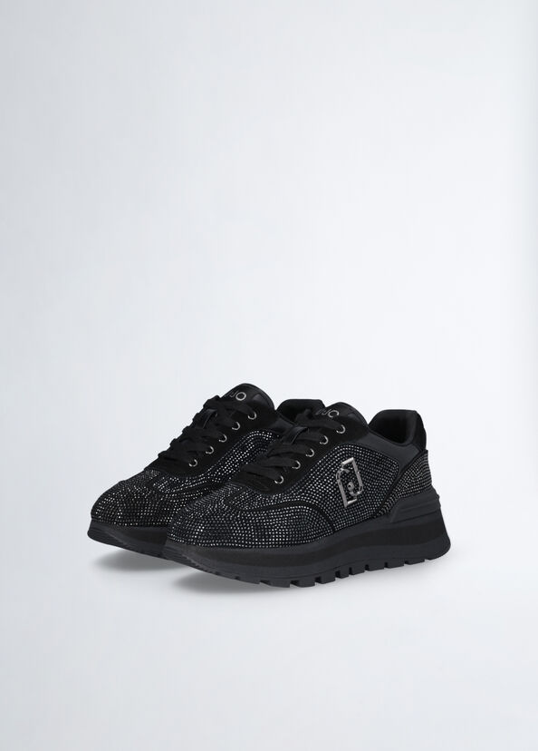 Liu Jo Sneakers nere full strass Enormi sconti