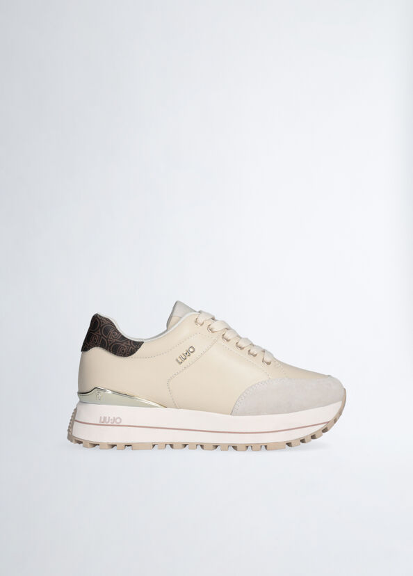 Liu Jo Sneakers platform in pelle beige Moda