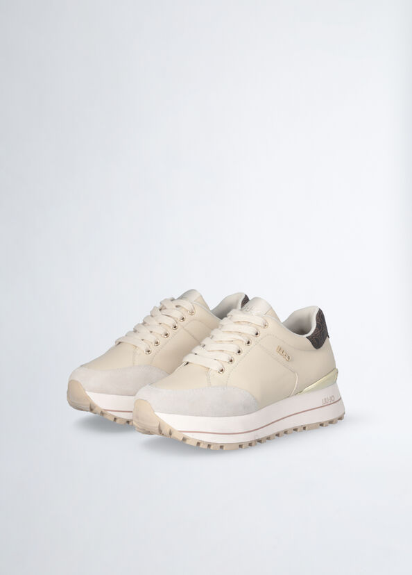 Liu Jo Sneakers platform in pelle beige Moda