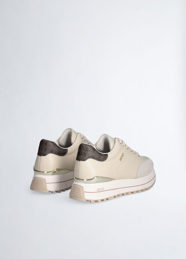 Liu Jo Sneakers platform in pelle beige Moda