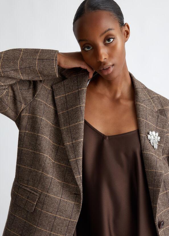 Liu Jo Blazer check con spilla gioiello Nuovo