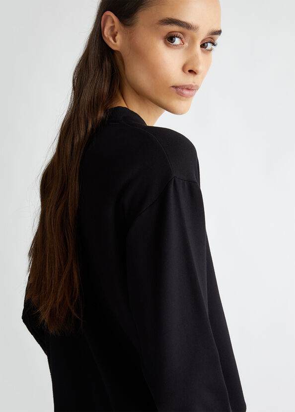 Liu Jo Felpa nera con inserto in maglia Fino Al -60%